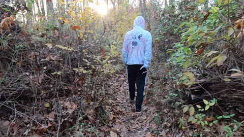 Berkeley Heights, NJ, USA - 11-18-2021: super slow motion of young man walking Stock Footage 282828088