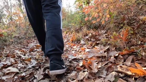 Berkeley Heights, NJ, USA - 11-18-2021: super slow motion of young man walking Stock Footage 282828092
