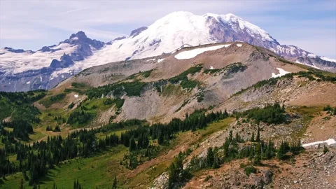 Berkeley Park Trail Pan with Mount Rainier View, Mount Rainier National Park, Wa Video stock 332086951