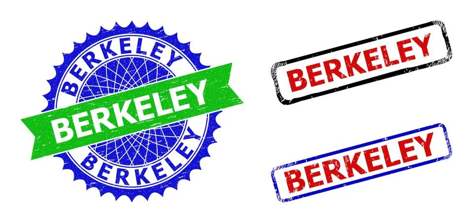 BERKELEY Rosette and Rectangle Bicolor Seals with Rubber Surfaces Stock Illustration