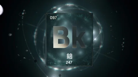 Berkelium as Element 97 of the Periodic Table 3D illustration on green Stock-Footage 126452729
