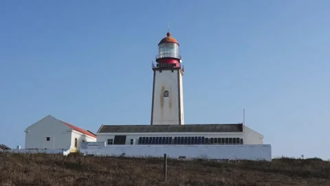 Berlengas Island Lighthouse with Solar Panels, Portugal Stock Footage 320267771