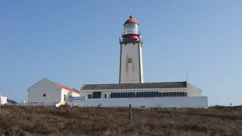 Berlengas Island Lighthouse with Solar Panels, Portugal Stock Footage 320267887