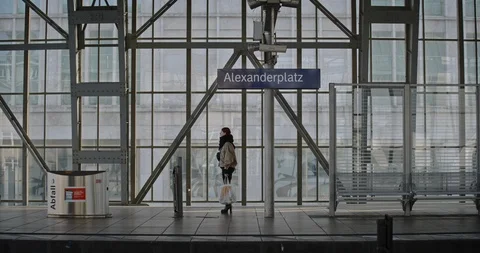 Berlin Alexanderplatz during corona Stock Footage 127691697