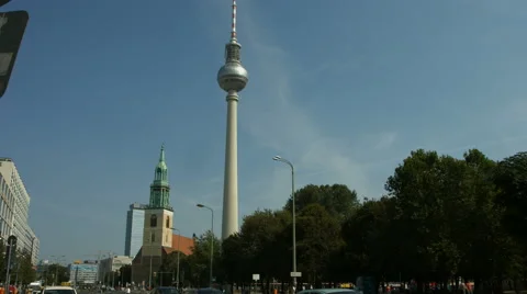 Berlin Alexanderplatz with TV tower Stock Footage 45008391