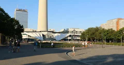 Berlin Alexanderplatz TV tower Stock Footage 95842965