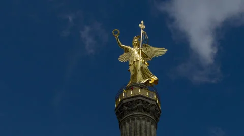 Berlin, angel on victory column, hyper lapse Stock Footage