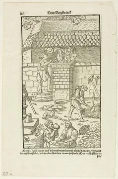 Berlin Arch mus, Page CCCL from Vom Bergwerck XII Bcher by Agricola, plate 43 Stock Photos