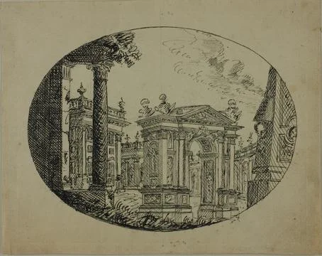 Berlin Arch mus, Roman Edifices Artists working dates 1700-1799 Italy Pen and Stock Photos