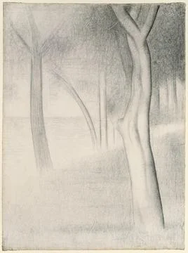Berlin Arch mus, Trees (study for La Grande Jatte) 1884 France. Trees is one of 스톡 사진