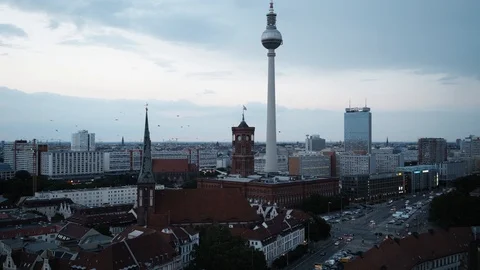 BERLIN - AUGUST 21: Handheld shot of Berlin from Potsdamer Platz skyscrapers 스톡 동영상 87475354