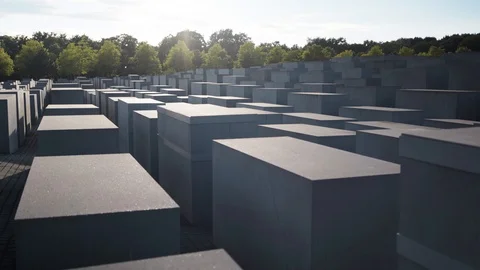BERLIN - AUGUST 21: Real time pan shot of Holocaust Memorial Video stock 89245621