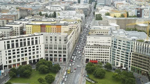 BERLIN - AUGUST 21: Real time shot of Potsdamer Platz in Berlin, traffic 스톡 동영상 89245836