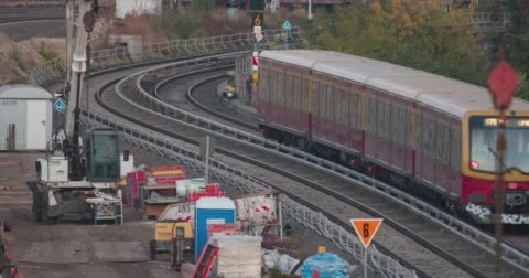 Berlin BVG train from Warschauer Brücke Stock Footage 58154465