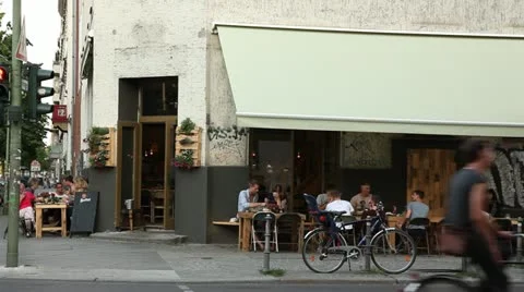 Berlin Cafe in Summer Stock Footage 21348001