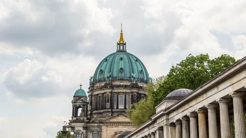 Berlin Cathedral with cloudy sky hyperlapse tracking shot Stock Footage 76192253