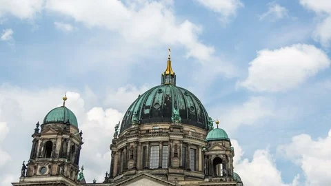 Berlin Cathedral with cloudy sky hyperlapse tracking shot Stock Footage 76192582
