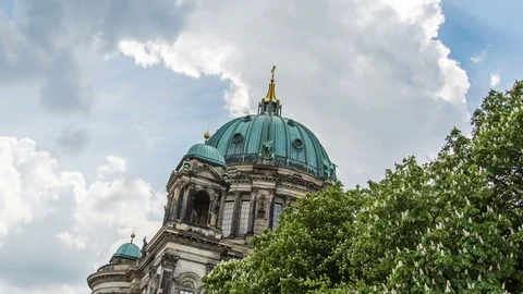 Berlin Cathedral with cloudy sky hyperlapse tracking shot Stock Footage 76192676