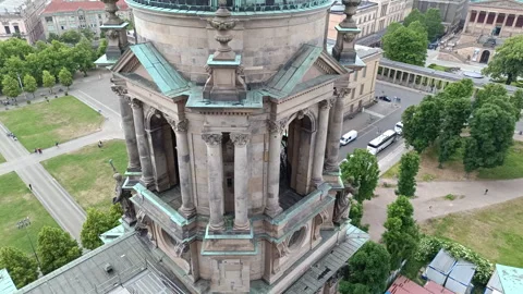 The Berlin Cathedral Dome and the surrounding Lustgarten Park Stock Footage 343140278