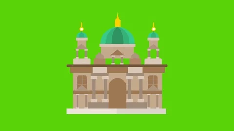 Berlin Cathedral motion background animation loop with gre Video stock 127748052