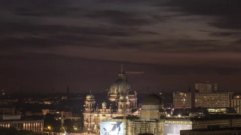 Berlin Cathedral at Sunrise TImelapse Video stock 76057971