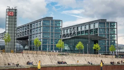 Berlin central station hyperlapse tracking shot Stock Footage 76193369