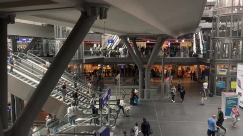 Berlin central train station people at rush hour, Germany S-Bahn, U-Bahn Stock Footage 227876457