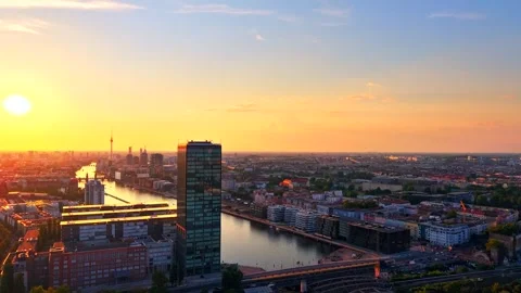 Berlin City Hyperlapse River Golder Hour Видео 340173429