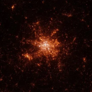 Berlin city lights map, top view from space. Aerial view on night street ligh Stock Photos