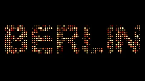 Berlin City Name in Bright Dotty Lights on Black Background Stock Footage 301019546