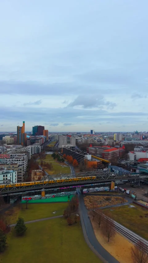 Berlin City Subway Train Drone Footage (11.02.2026 Berlin, Germany) Video stock 328764074