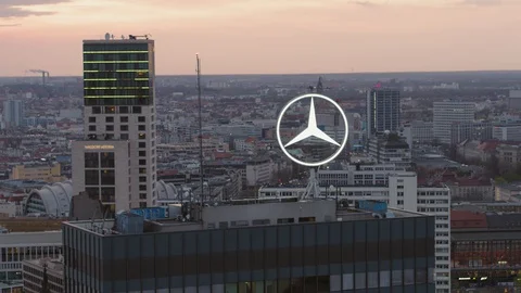 Berlin City Sunset Skyline looking West over tall buildings of Breitscheidplatz Stock-Footage 129766483