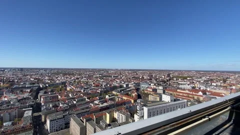 Berlin Cityscape Aerial View with Construction Site and Trains Stock Footage 332421423