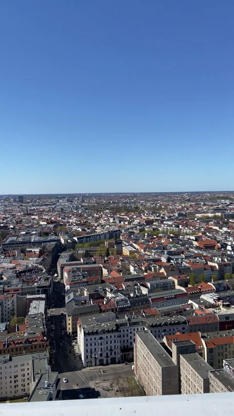 Berlin Cityscape Aerial View with Construction Site and Trains Stock Footage 332439398