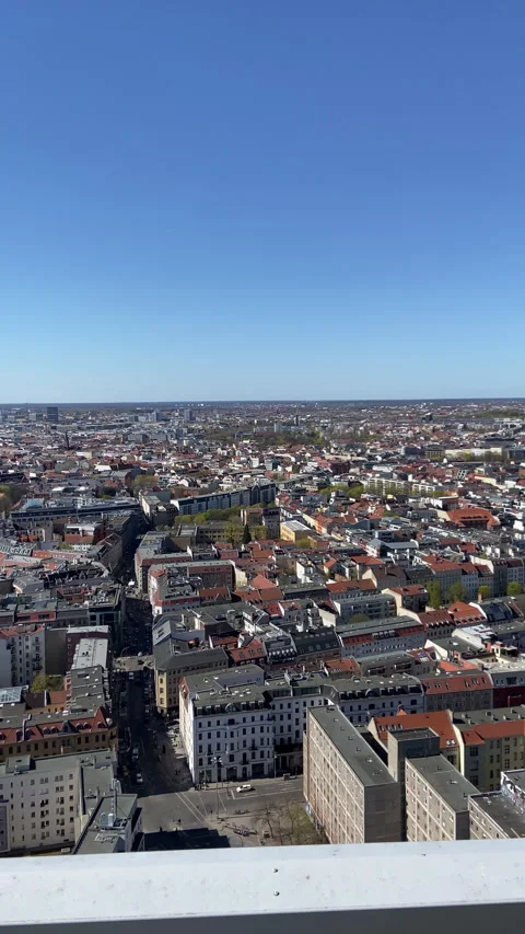 Berlin Cityscape Aerial View with Construction Site and Trains Stock Footage 332439533