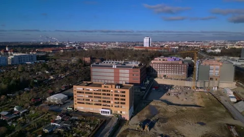 Berlin cityscape developing infrastructure buildings. Dramatic aerial view drone 스톡 동영상 325439261