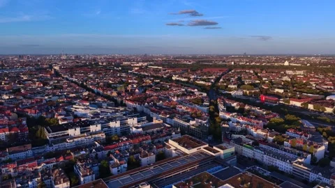 Berlin cityscape with television tower, summer sky. Nice aerial view drone Stock Footage 345251900