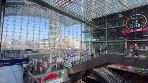 Berlin: Commuters at Central Train Station during labour union strike, 4K Stock Footage 267120706