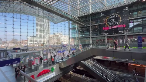 Berlin: Commuters at Central Train Station during labour union strike, 4K Stock Footage 267120816
