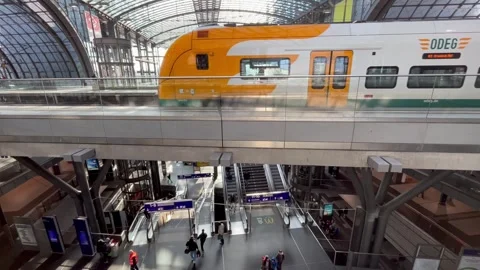 Berlin: Commuters at Central Train Station during labour union strike, 4K Stock Footage 267120871