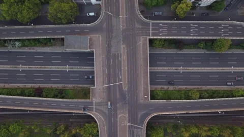 Berlin connecting infrastructure urban road network. Nice aerial view drone Stock Footage 344586126