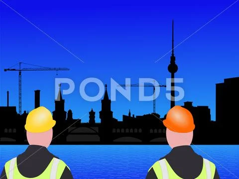 Berlin construction workers Stock Illustration