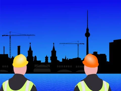 Berlin construction workers Stock Illustration