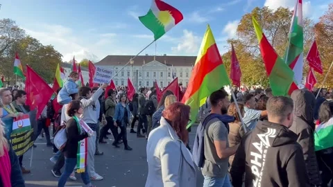 Berlin: Demonstrators show their solidarity with the protests in Iran, 4K Stock Footage 219702736