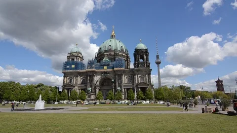 Berlin Dome on Museum Island is largest church and one of the major sights Stock Footage 112654067