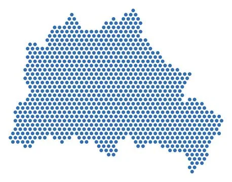 Berlin dotted map, blue dots, German federal state Illustrazione stock