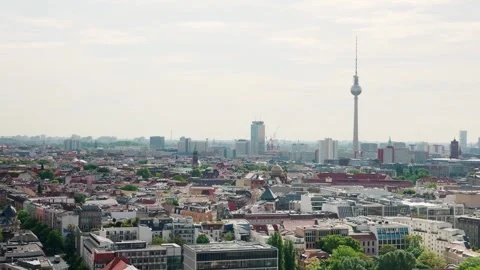 Berlin Downtown Skyline Panorama View Towards TV Tower - Aug 5 2024 Stock Footage 329332614