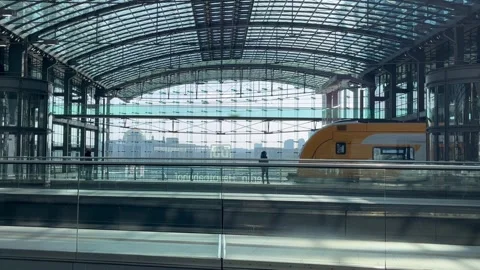 Berlin: Empty platforms at Central Train Station during labour union strike, 4K Stock Footage 267121732