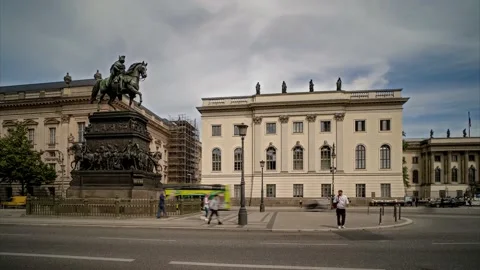 Berlin, Equestrian statue of Frederick the Great, Humboldt University, timelapse Stock-Footage 206049821