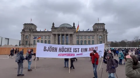 Berlin: Firewall mass protest against right wing extremism at the Reichstag, 4K Stock Footage 263628513
